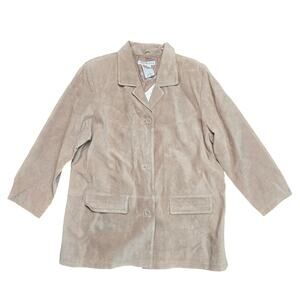 New Jessica Holbrook Suede Leather Jacket Women 1X Tan Coat washable